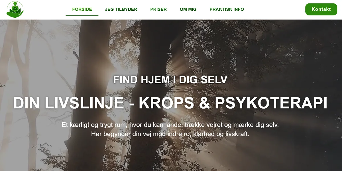 Din Livslinje – onepage hjemmeside til krops- og psykoterapi