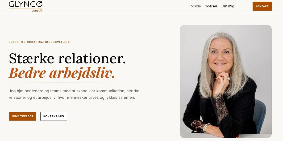 Glyngøe Leder- og Organisationsudvikling — hjemmeside designet af Veronica